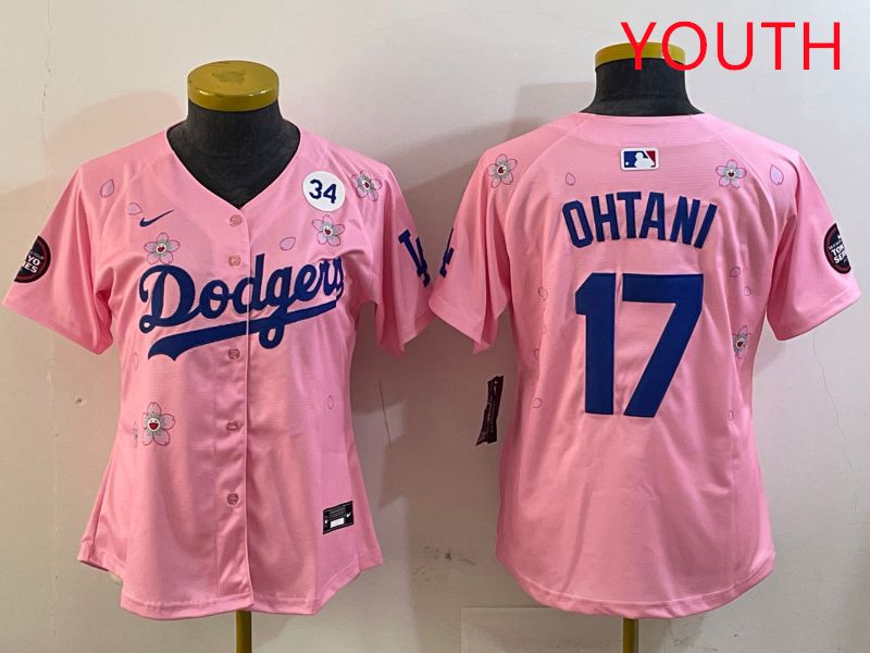 Youth Los Angeles Dodgers #17 Ohtani Pink Sakura Edition 2025 Nike MLB Jersey style 22->youth mlb jersey->Youth Jersey